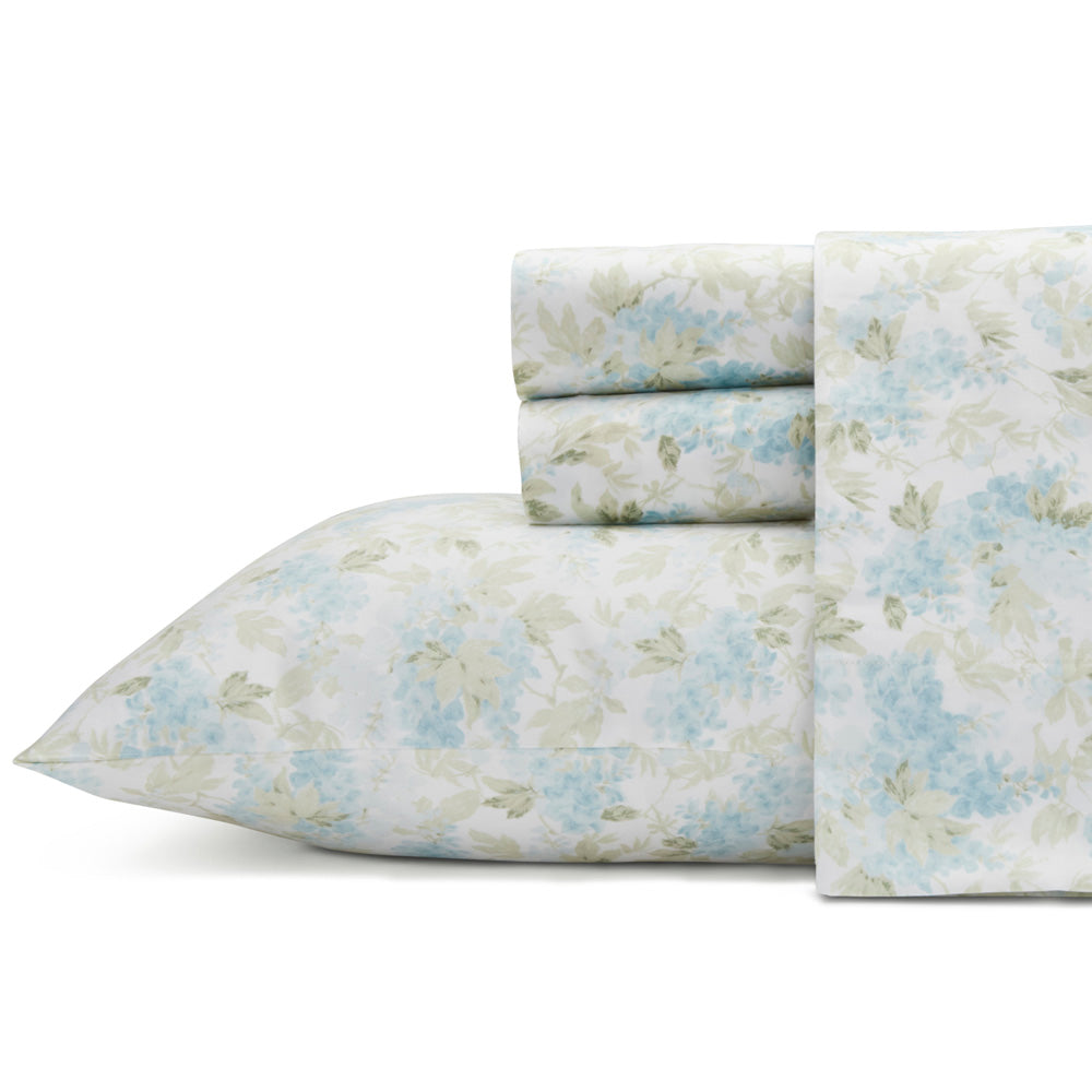 Laura Ashley King-Size Rena Teal Sheet Set with Cottage Charm