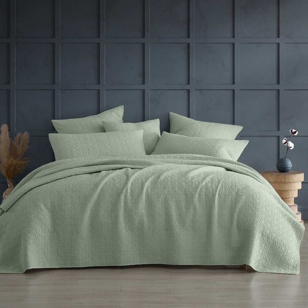 Stylish Kayo Sage Coverlet for Single or Double Beds
