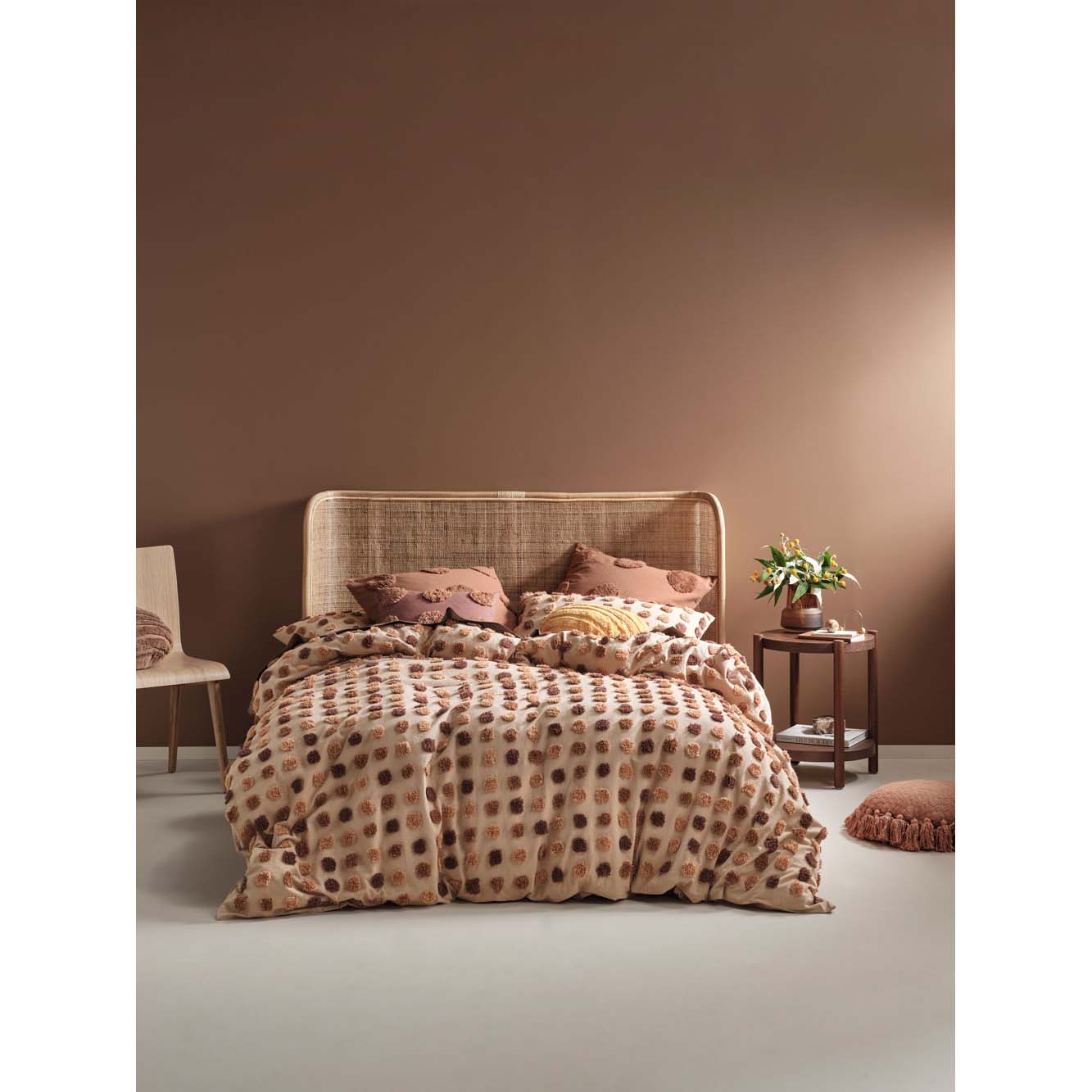 Linen House King Size Haze Pecan Quilt Cover Set for Bed
