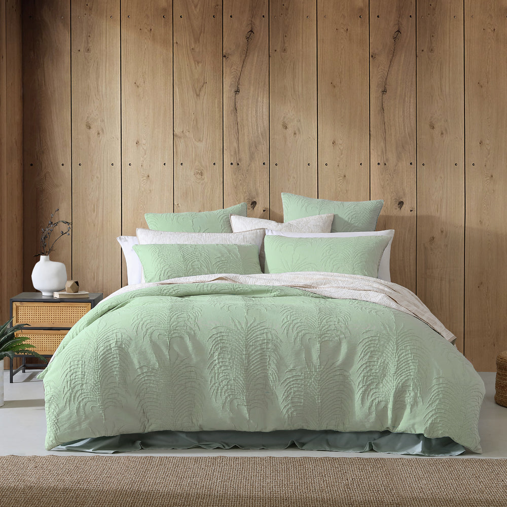 Tropicana Sage Queen - Sized Bed Quilt Cover Set by Platinum Logan and Mason