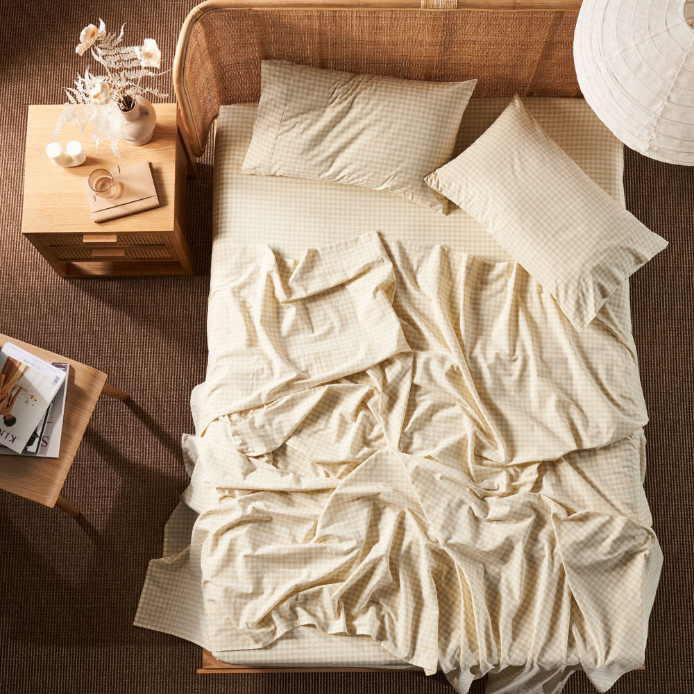 Double Bed Springsteen Stone Cotton Sheet Set by Linen House