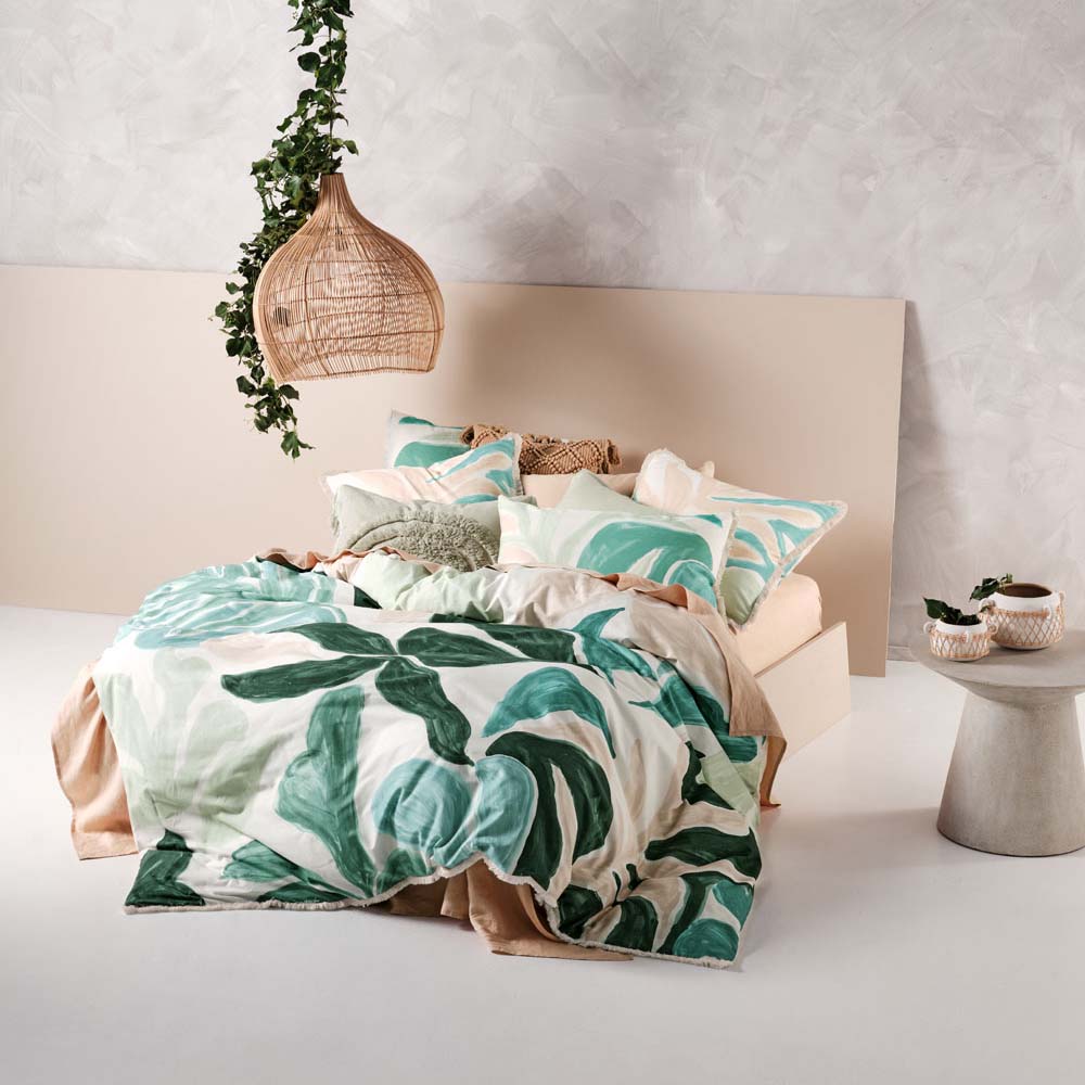 Linen House Queen-Size Terrarium Green Quilt Cover Set