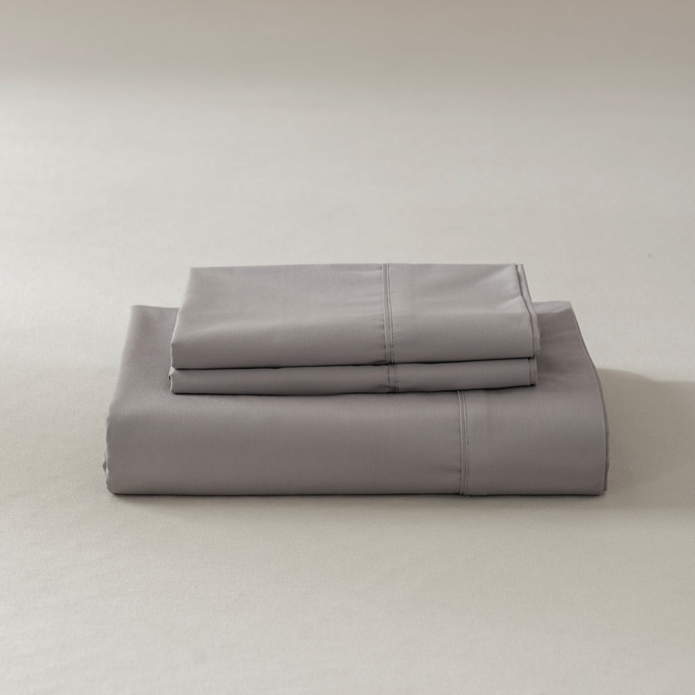 400TC Pewter Casey Cotton Sheet Set for Split Queen Bed 50cm