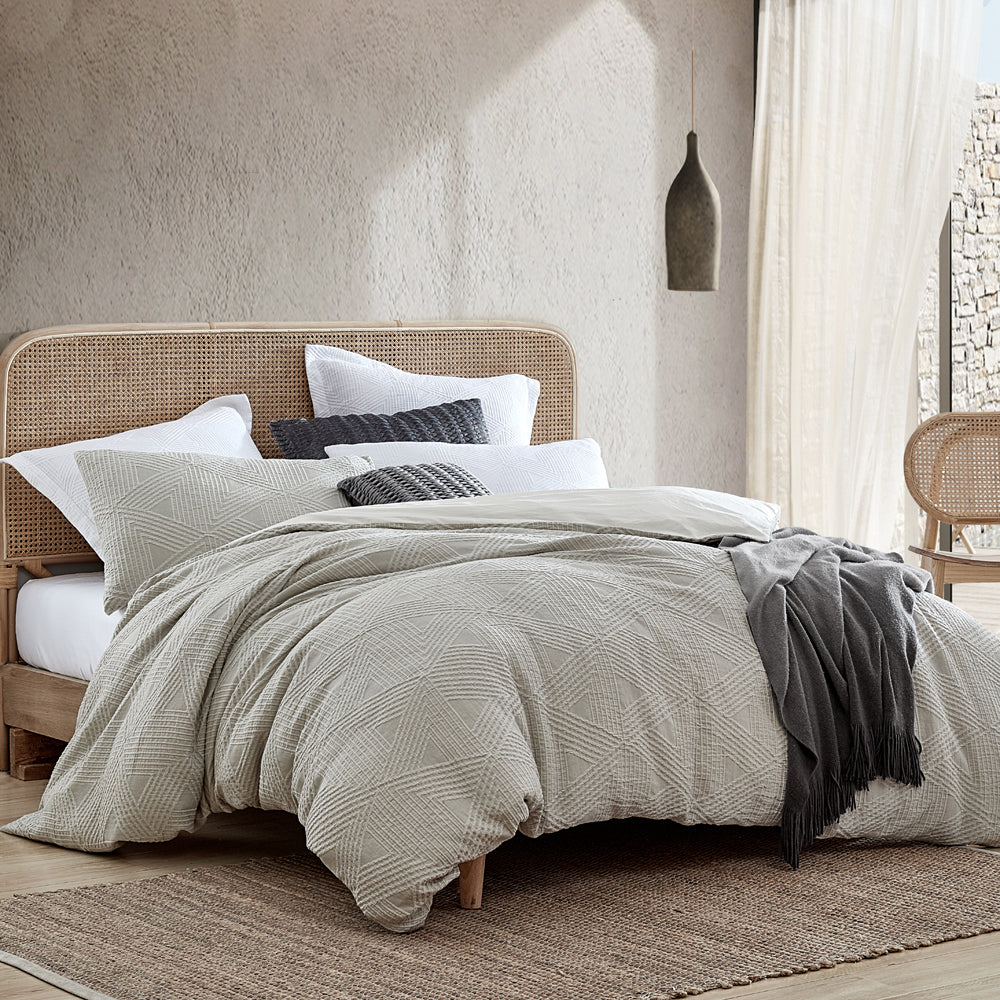 Braddon Sage Soft Cotton Queen - Size Quilt Cover Set for a Timeless Look