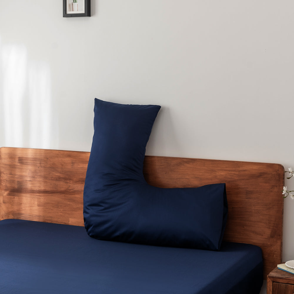 Navy 400TC Casey Cotton V - Shaped Luxurious Pillowcase