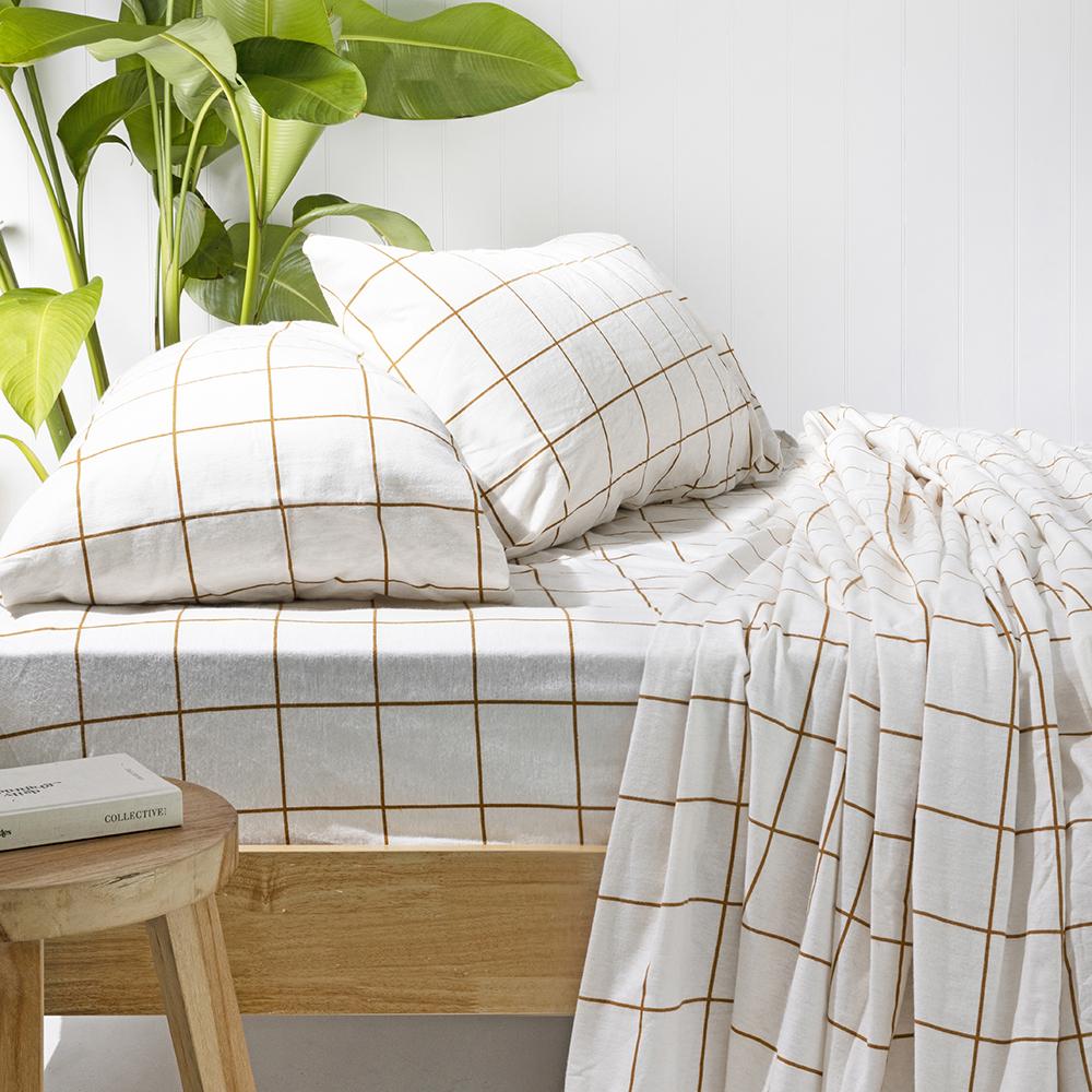 Single Bed Ivory Flannelette Sheet Set by Bambury Carrington