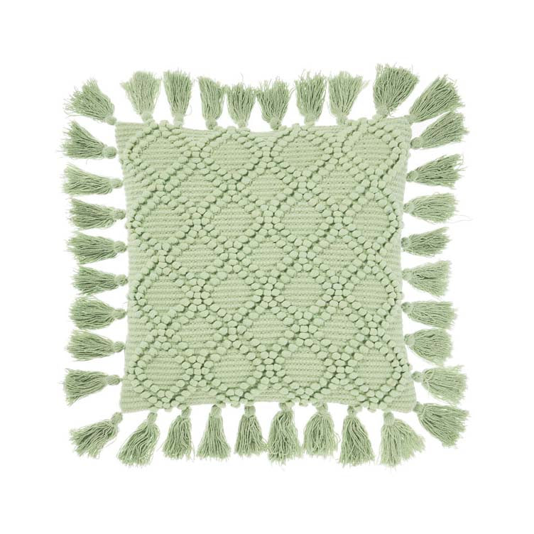 Linen House Circular Mint-Colored Square Decorative Filled Cushion for Bedroom and Living Room