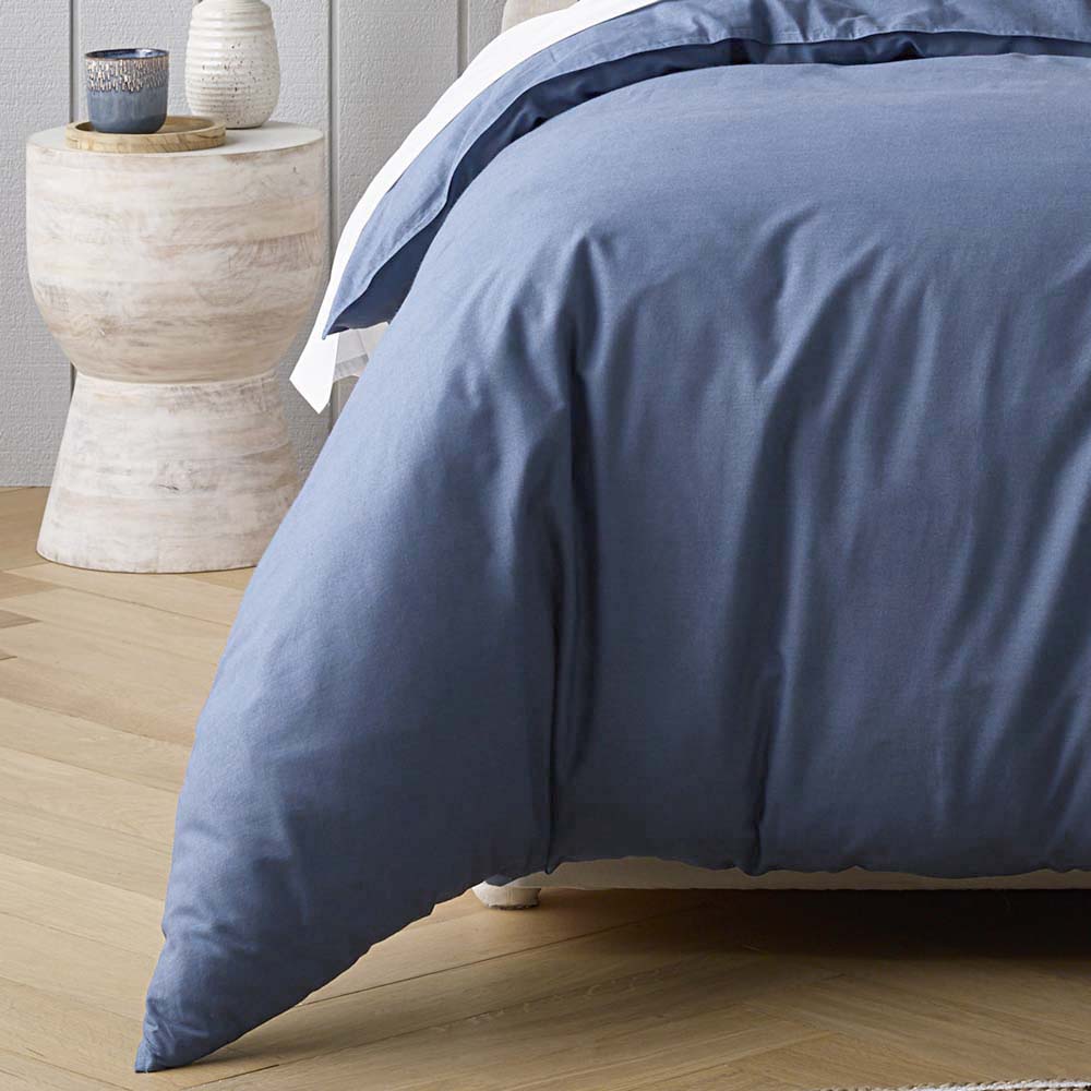 Bianca Queen Size Riviera Blue Organic Cotton Quilt Cover Set for Bedroom