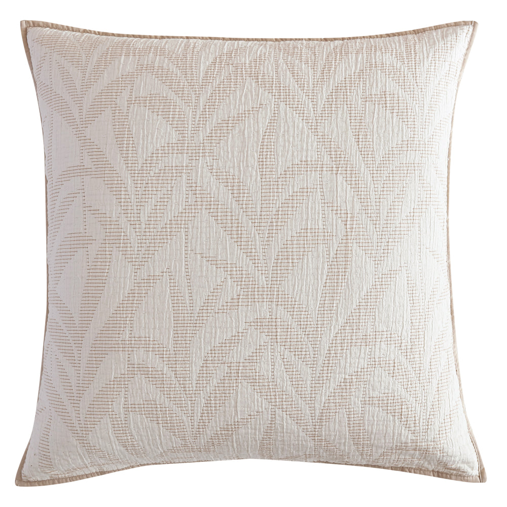 Kailani Caramel Reversible European Sham with Artisanal Quilted Texture