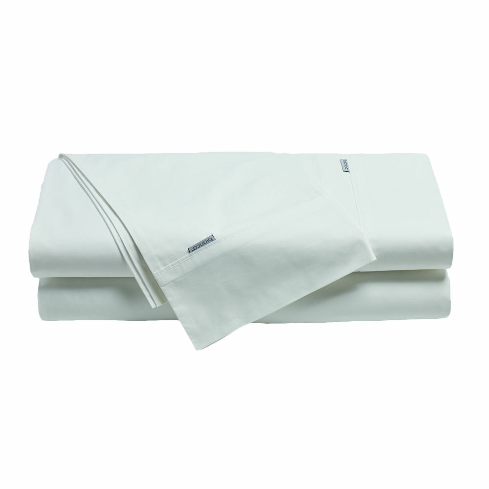 Heston 300TC 100% Cotton Percale Split Queen Bed White Sheet Set