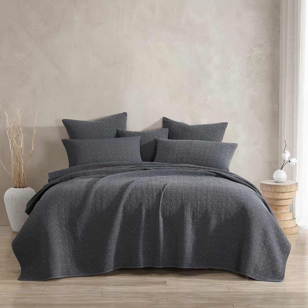 Platinum Logan and Mason Kayo Charcoal Bed Coverlet for Queen or King Size Beds