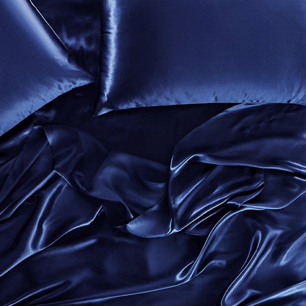 Luxurious Navy Satin King Single Bed Sheet Set