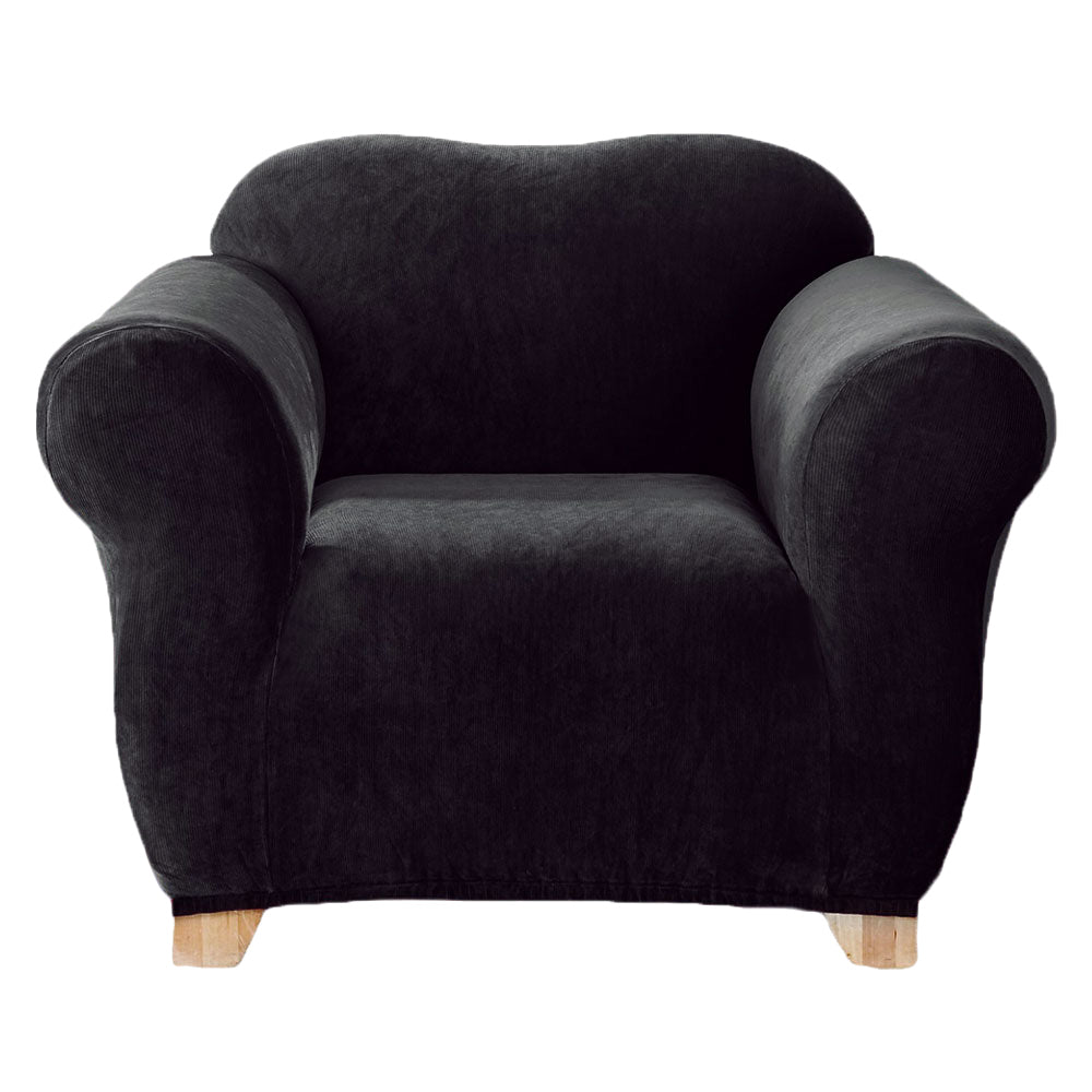 Ebony-colored Stretch Pearson Single-seater Sofa Cover for a Stylish Lounge Upgrade