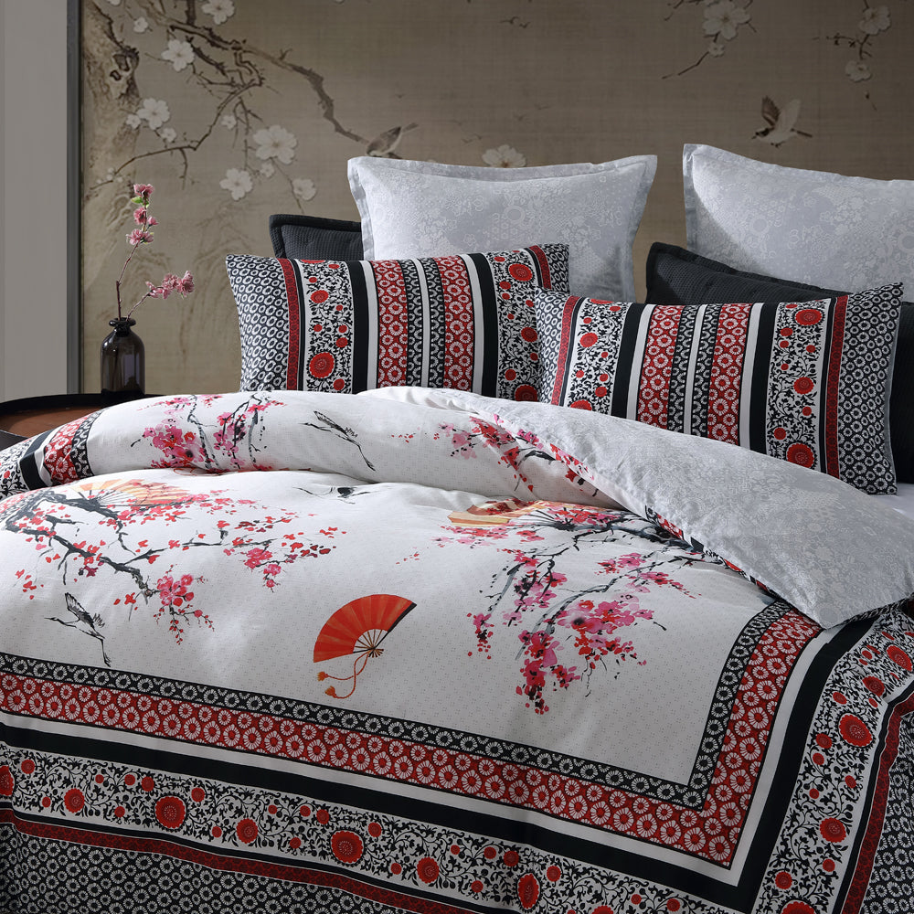 Super King Size Tokyo Drift Inspired Red Quilt Cover Set for a Dreamy Sleep