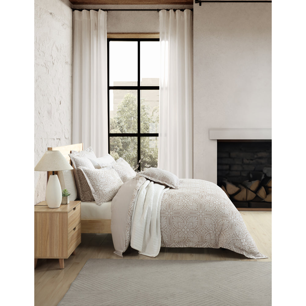Super King Dakota Stone Quilt Cover Set with Boho-inspired Design