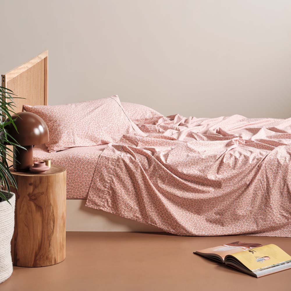 Single Bed Goldie Rose Washed Cotton Percale Sheet Set