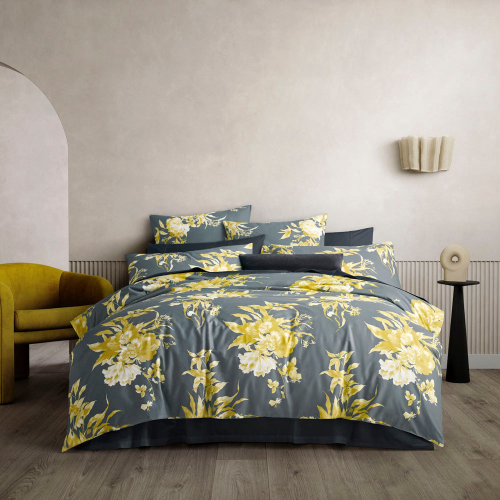 Sheridan Conley Citronelle Queen - Sized Quilt Cover Set with Hand - Painted Floral Design