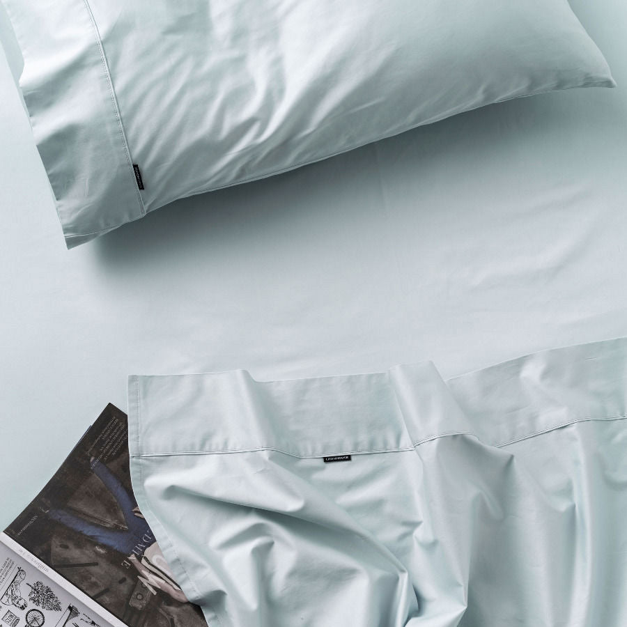 Luxurious Augusta 100% Cotton Super King Size 50cm Pale Blue Sheet Set with 500 Thread Count