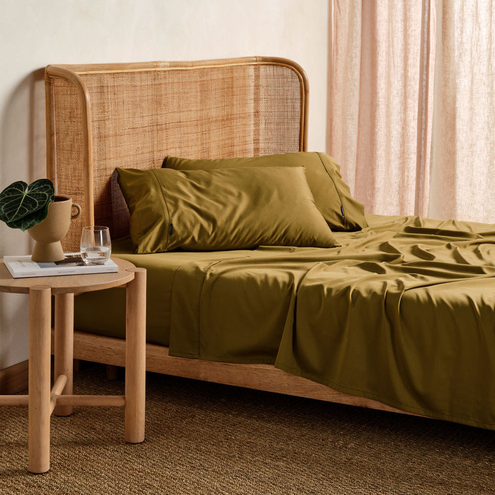 Queen Size 400TC Nara Bronze Soft Bamboo Cotton Sheet Set with 50cm Wall