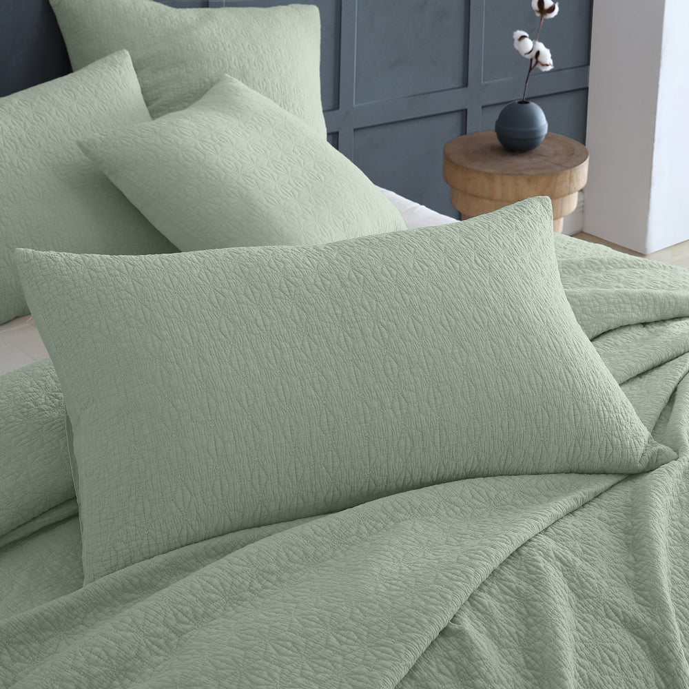 Stylish Kayo Sage Coverlet for Single or Double Beds