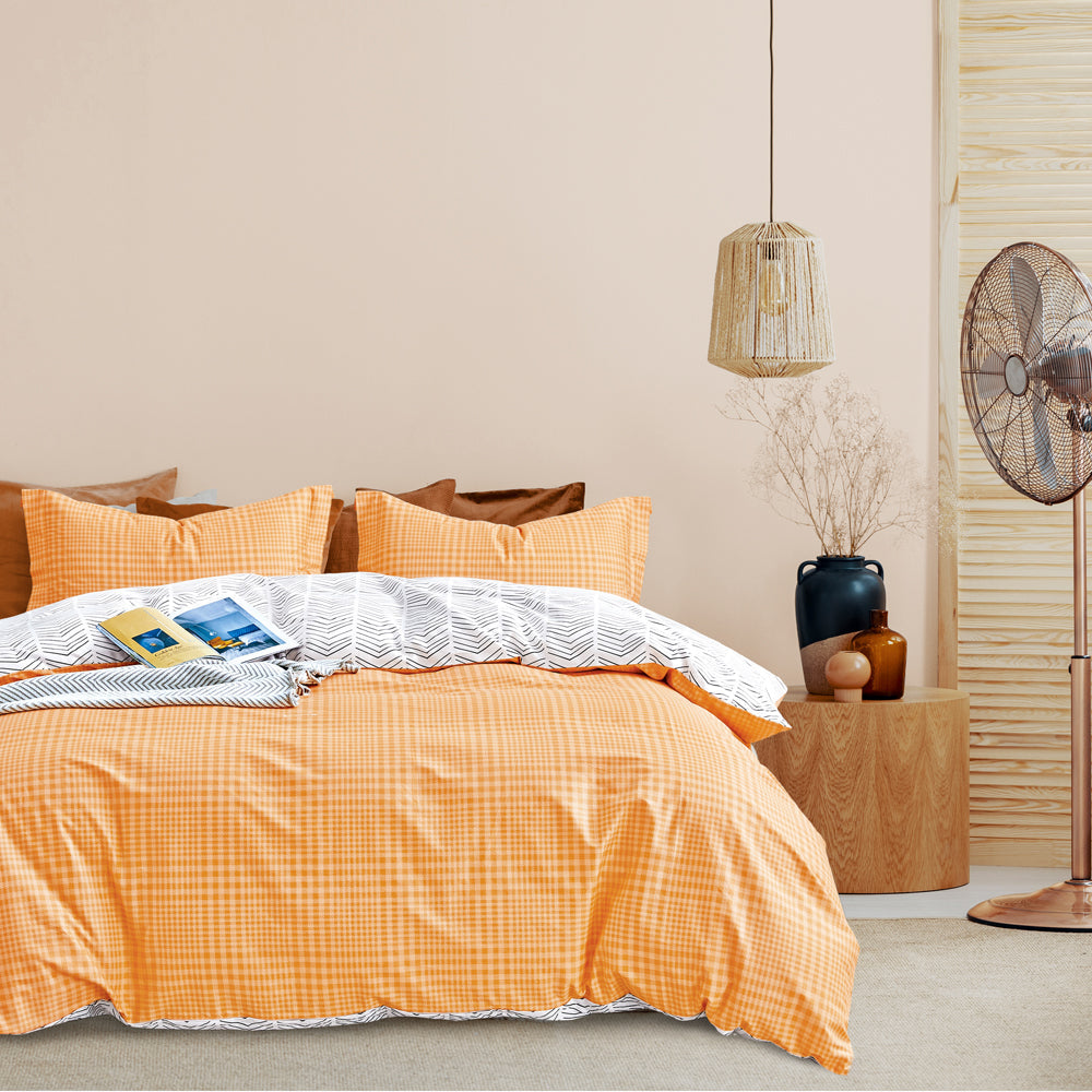 Ardor Joni Fresh Yellow Tartan King Bed Quilt Cover Set