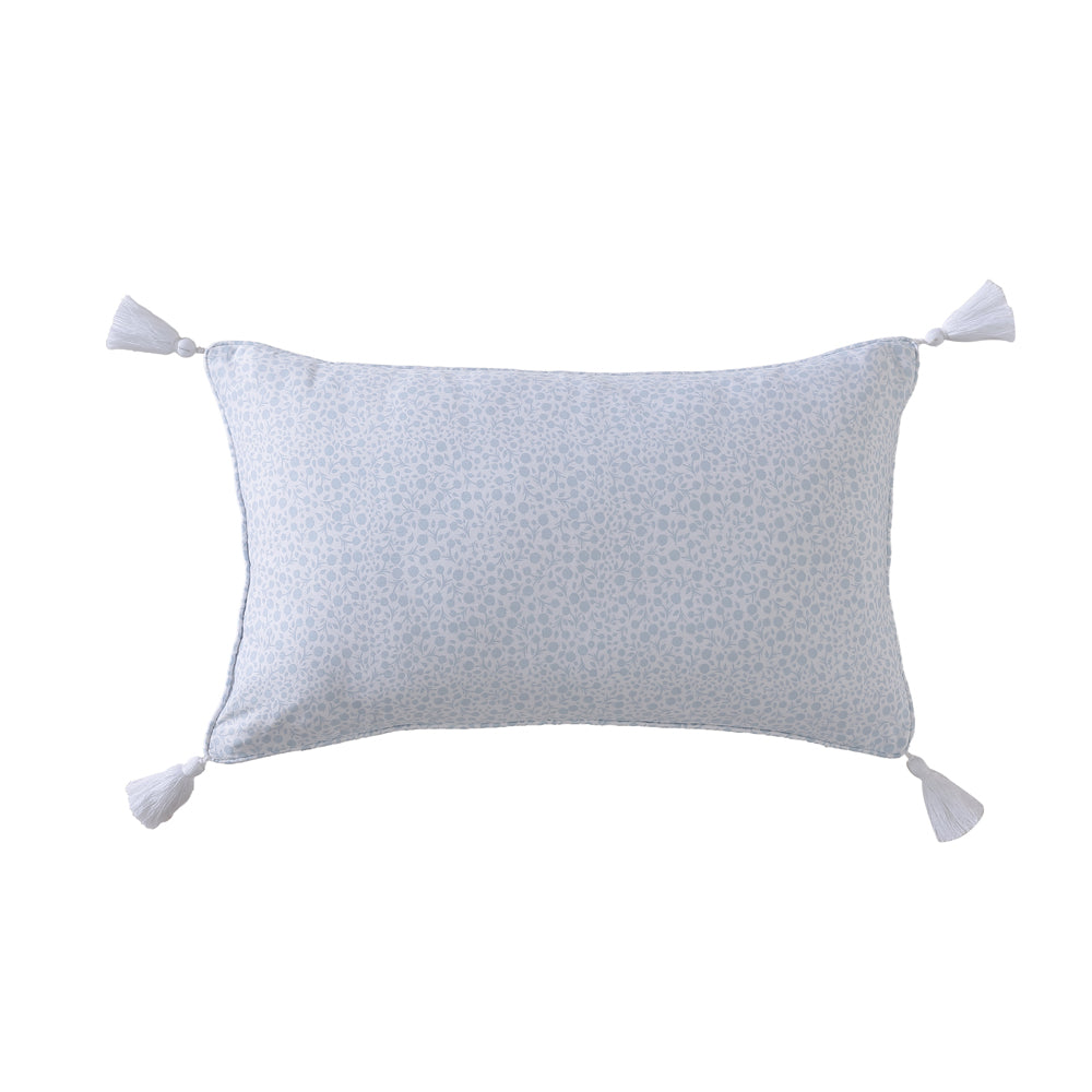 Exquisite Millicent Chambray Blue - White Print Filled Breakfast Cushion