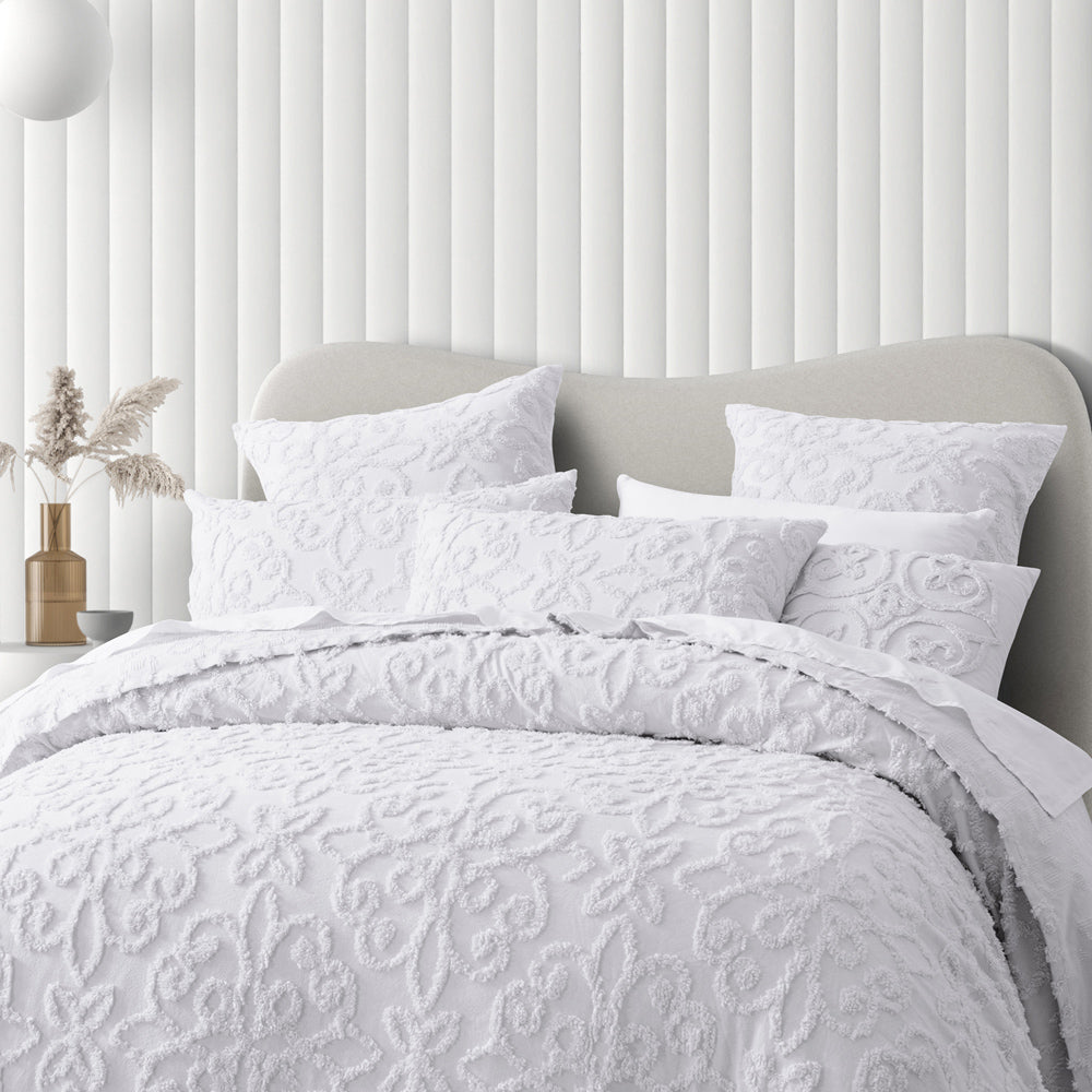 Ella Soft Cotton King Single Bedspread Set in Blush and White