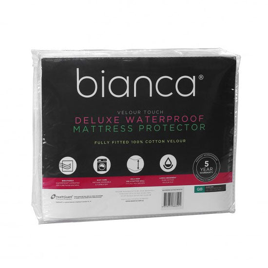 Luxurious Velour Touch Waterproof Cotton Mattress Protector for King Single Bed