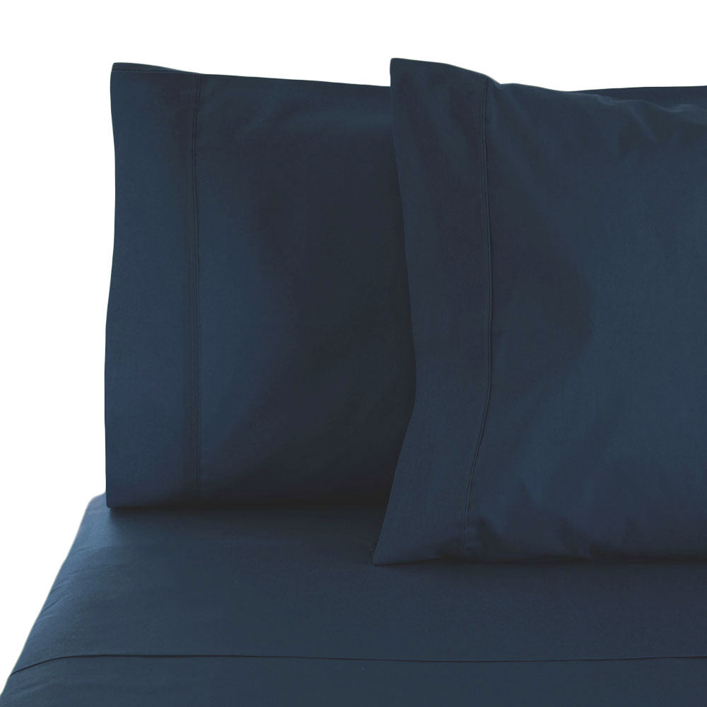 La Via Navy 100% Cotton 400 Thread Count Fitted Sheet for Long Single Beds - Ideal for Both Kids and Adults