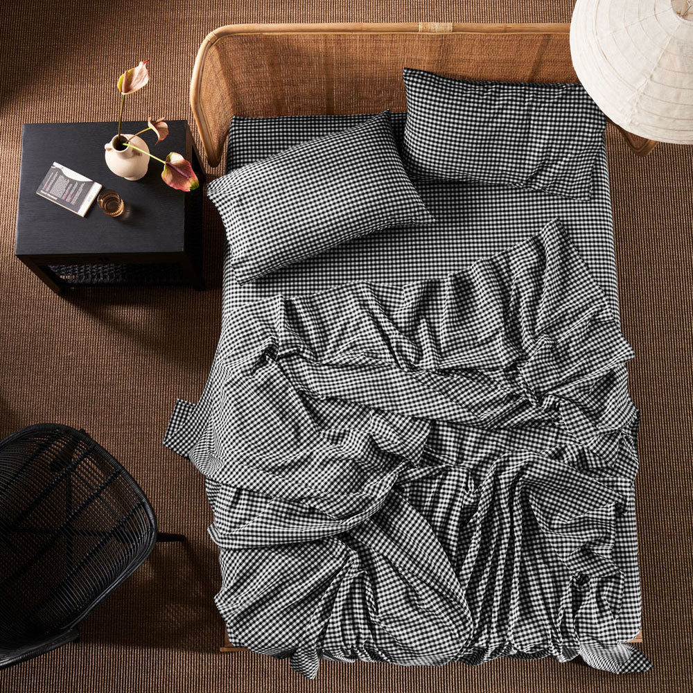 Soft Washed Cotton Black Single Bed Sheet Set by Springsteen