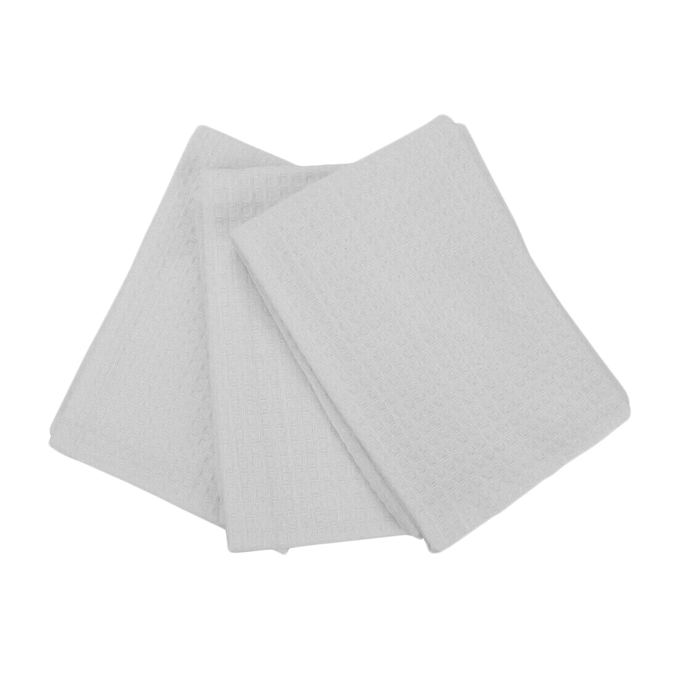 Premium 3-Pack of White London Waffle Style Kitchen Tea Towels