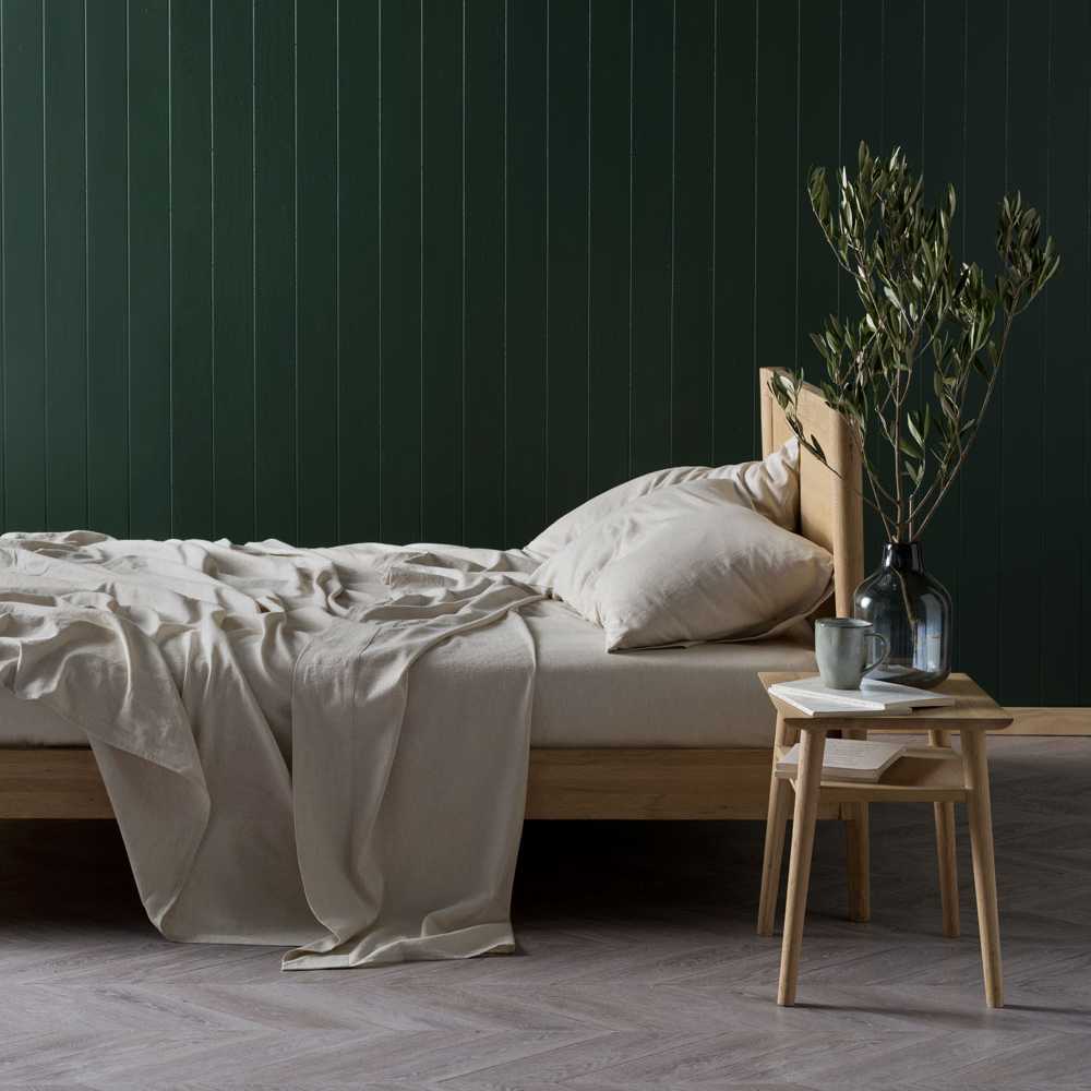 King Size 50cm Natural Linen Sheet Set for Bed by Nimes with a Vintage Appeal
