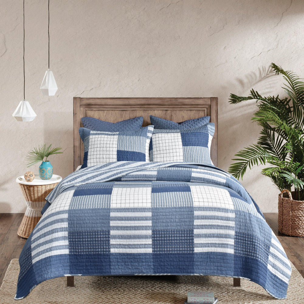 Stylish Blue Inspirations King - Size Bed Coverlet Set for Bedroom Decor