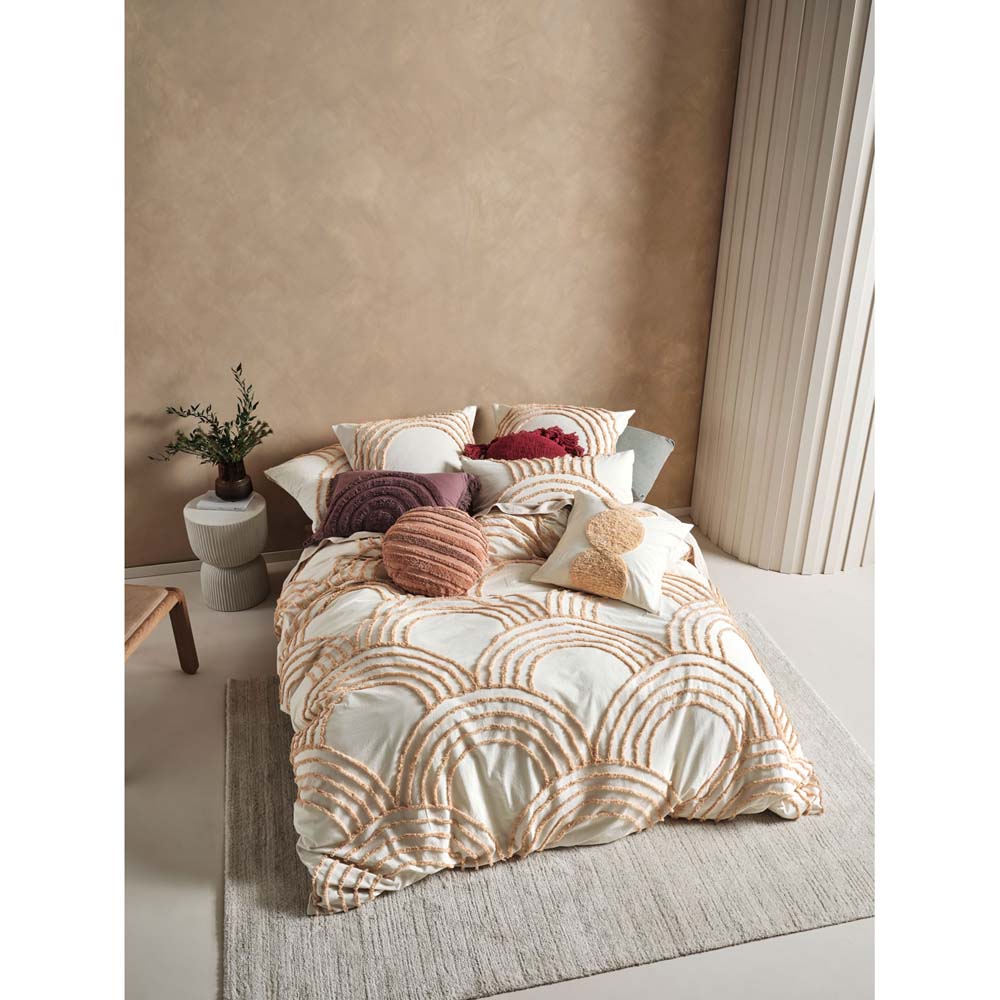 Linen House Ojai Sugar Super King Size Cotton Chenille Quilt Cover Set for Various Settings