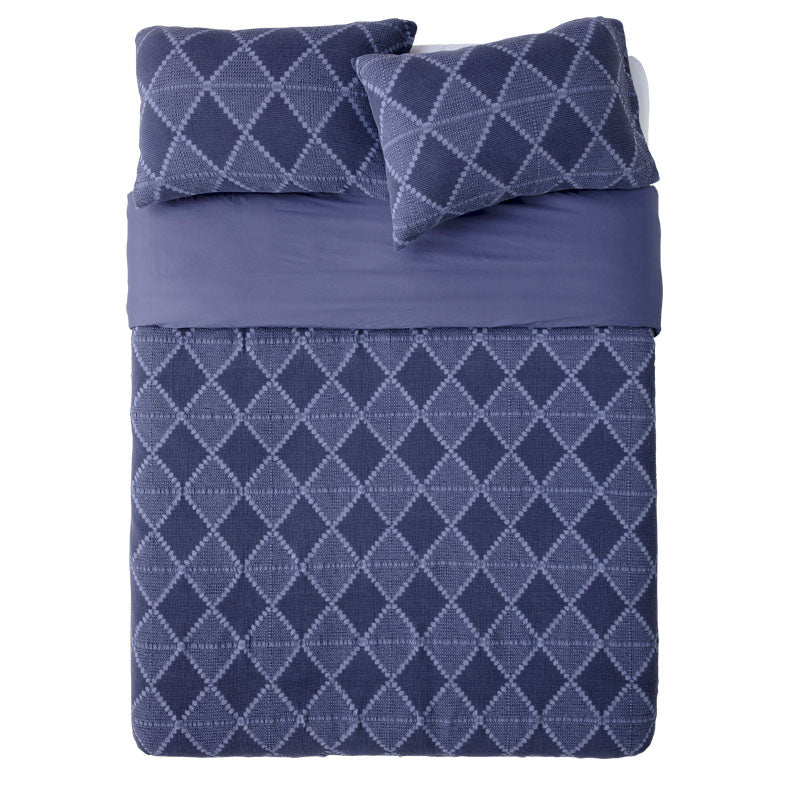 Orion Blue Double Bed Quilt Cover Set - A Stylish Bedding Collection with Contemporary Denim Look