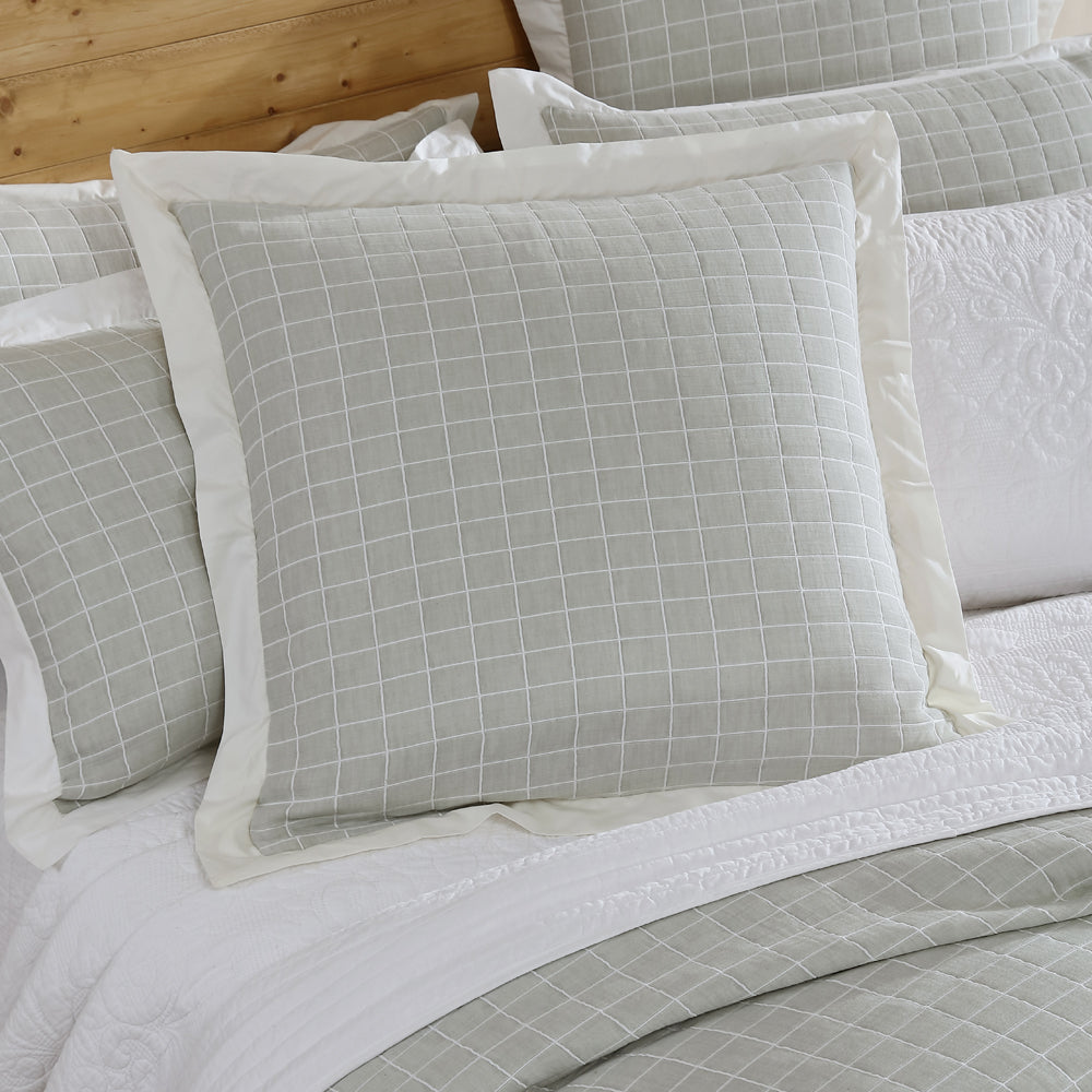 Kingston Moss European Pillowcase with Contrasting Tailored Flange for All - Round Appeal
