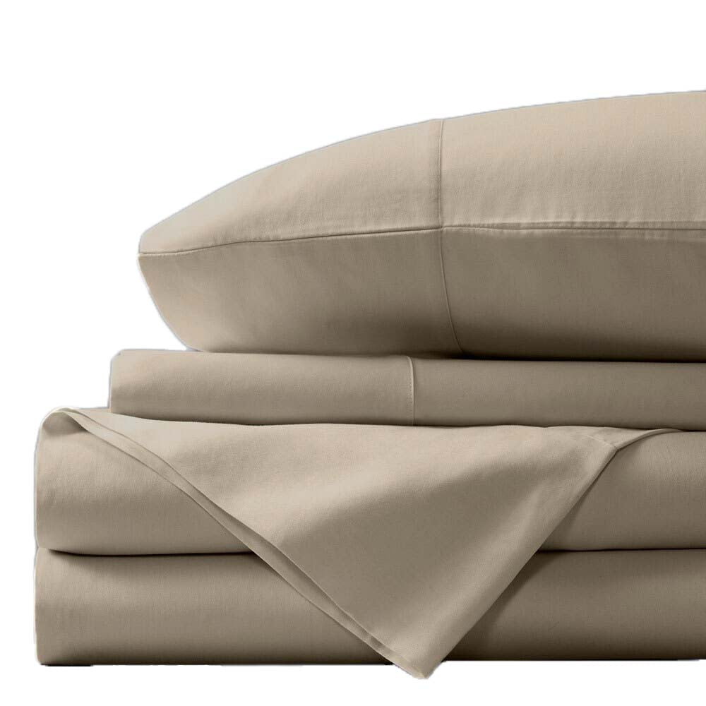 High - Quality Luxury Stone - Colored Bamboo Cotton Sheet Set with 400 Thread Count for Double Bed