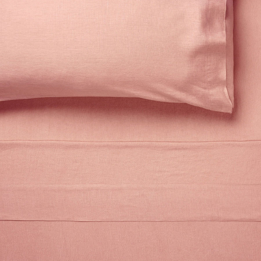 Luxurious Nimes Rosette King - Size (50cm) Linen Bed Sheet Set