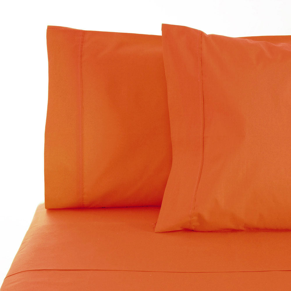 La Via King-Size 400TC 100% Cotton Fitted Sheet in Energetic Orange