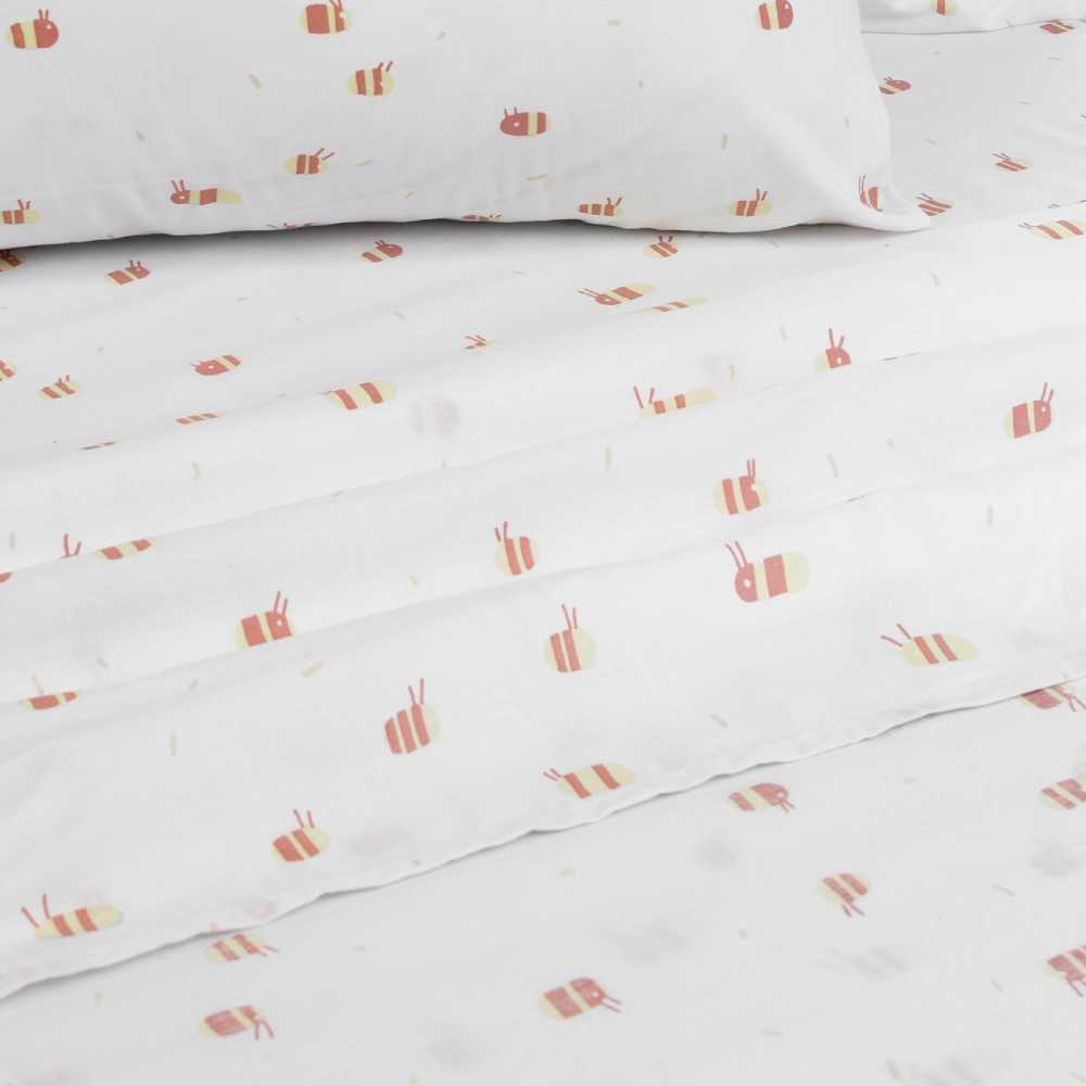 Jelly Bean Kids Bumble Multi Bed Sheet Set for Double Bed with Tiny Bee Prints