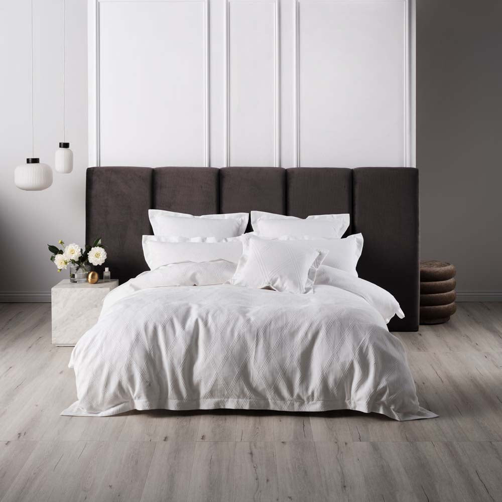 Antoine White Luxury Quilt Cover Set for Queen-Size Bed by Linen House
