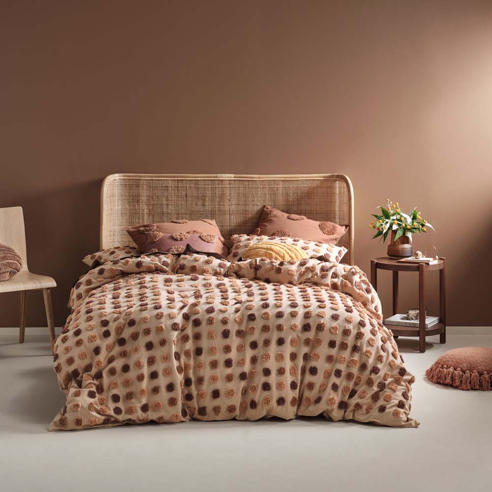 Linen House King Size Haze Pecan Quilt Cover Set for Bed