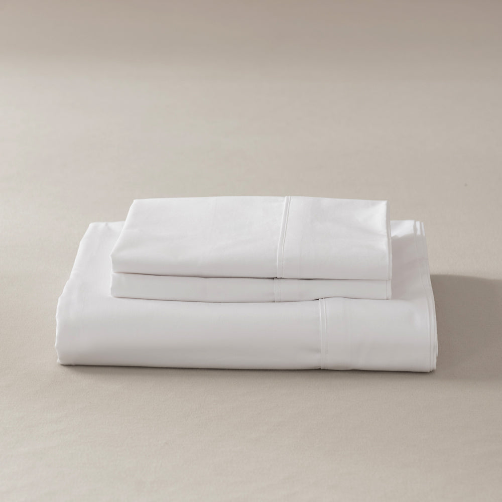 White Casey 400TC Cotton Sheet Set for Split King Bed 60cm