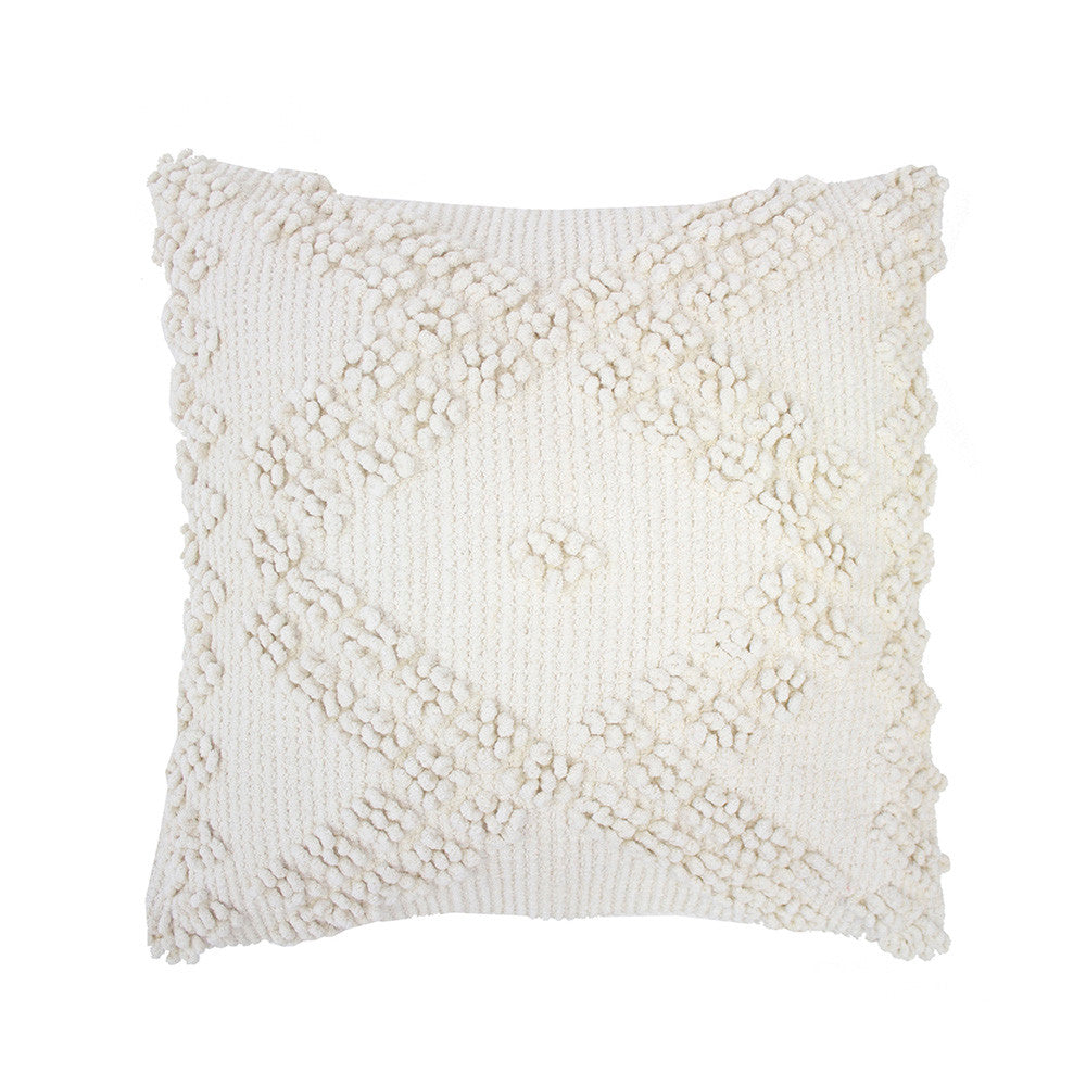 Ivory Square Filled Bronte Cushion with Soft Chenille Texture