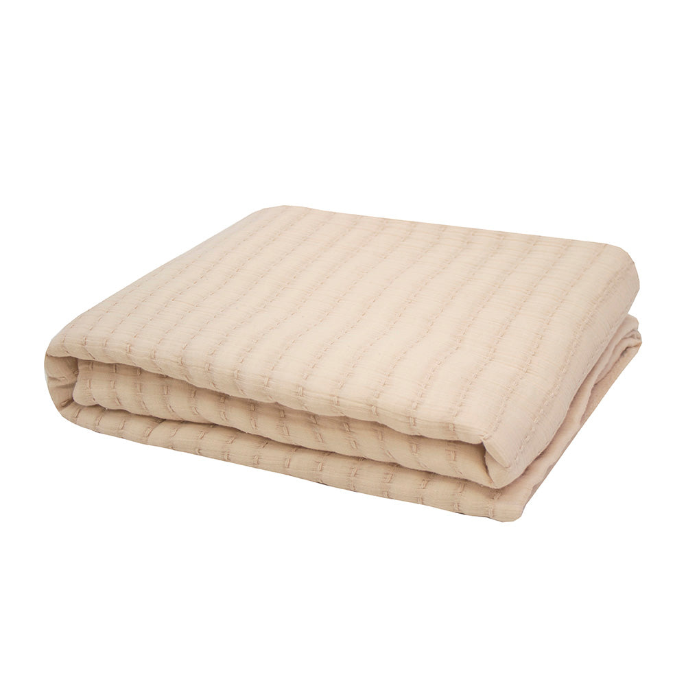 Soft Nova Bisque Cotton Hand - Stitched Throw for Cosy Interiors