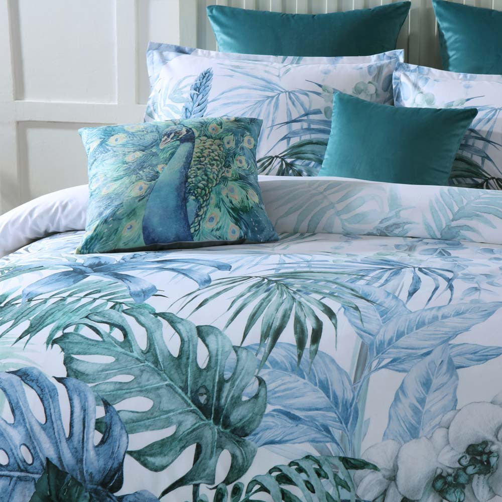 Double Bed Bianca Kailua Teal Cotton Sateen Quilt Cover Set