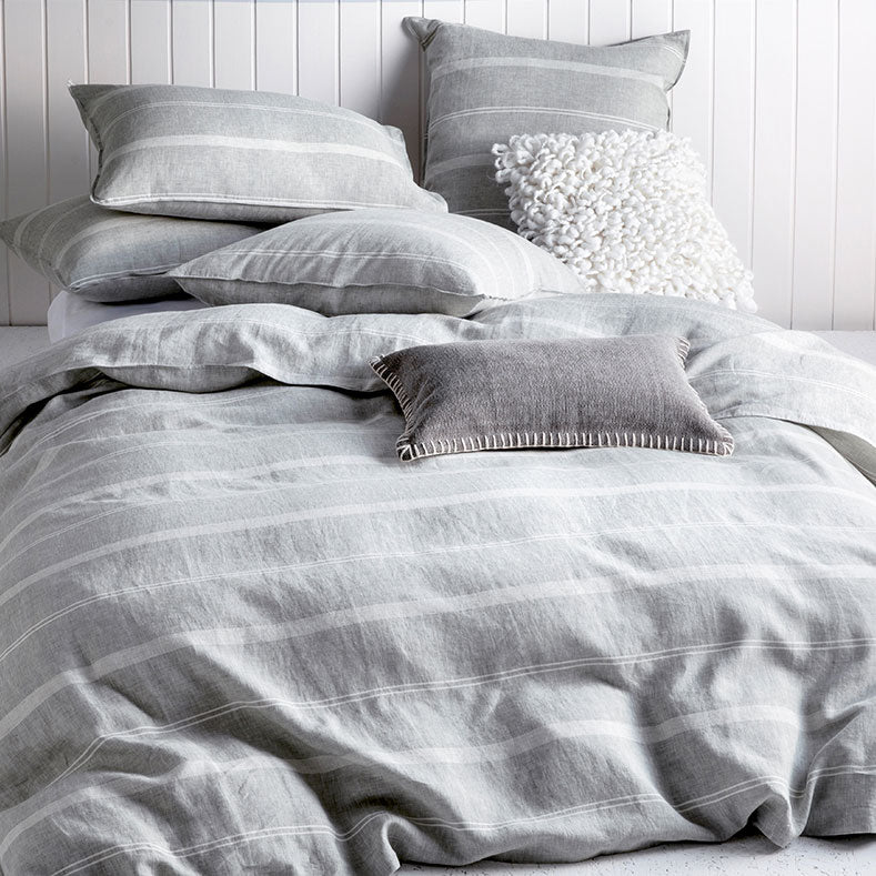Contemporary Balmoral Linen-Cotton Blend Neutral European Pillowcase