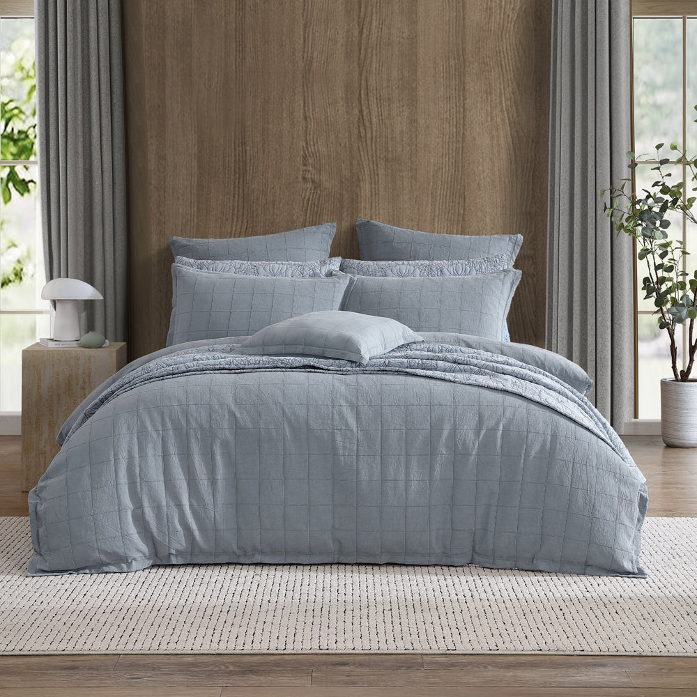 King Size Artemis Denim Quilt Cover Set for Bedroom Decor