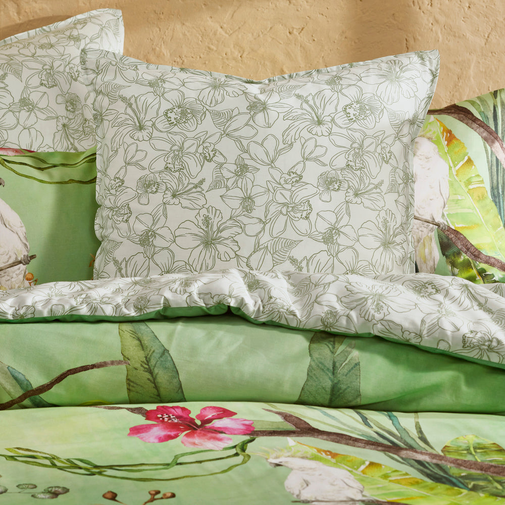 European-Style Aviary Green Pillowcase for Home Decor