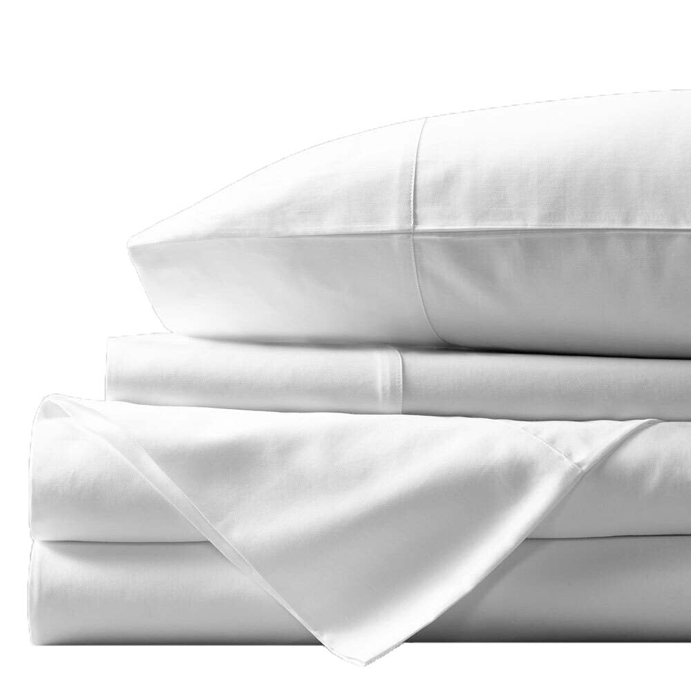 Single Bed Luxury 400TC White Bamboo Cotton Sheet Set